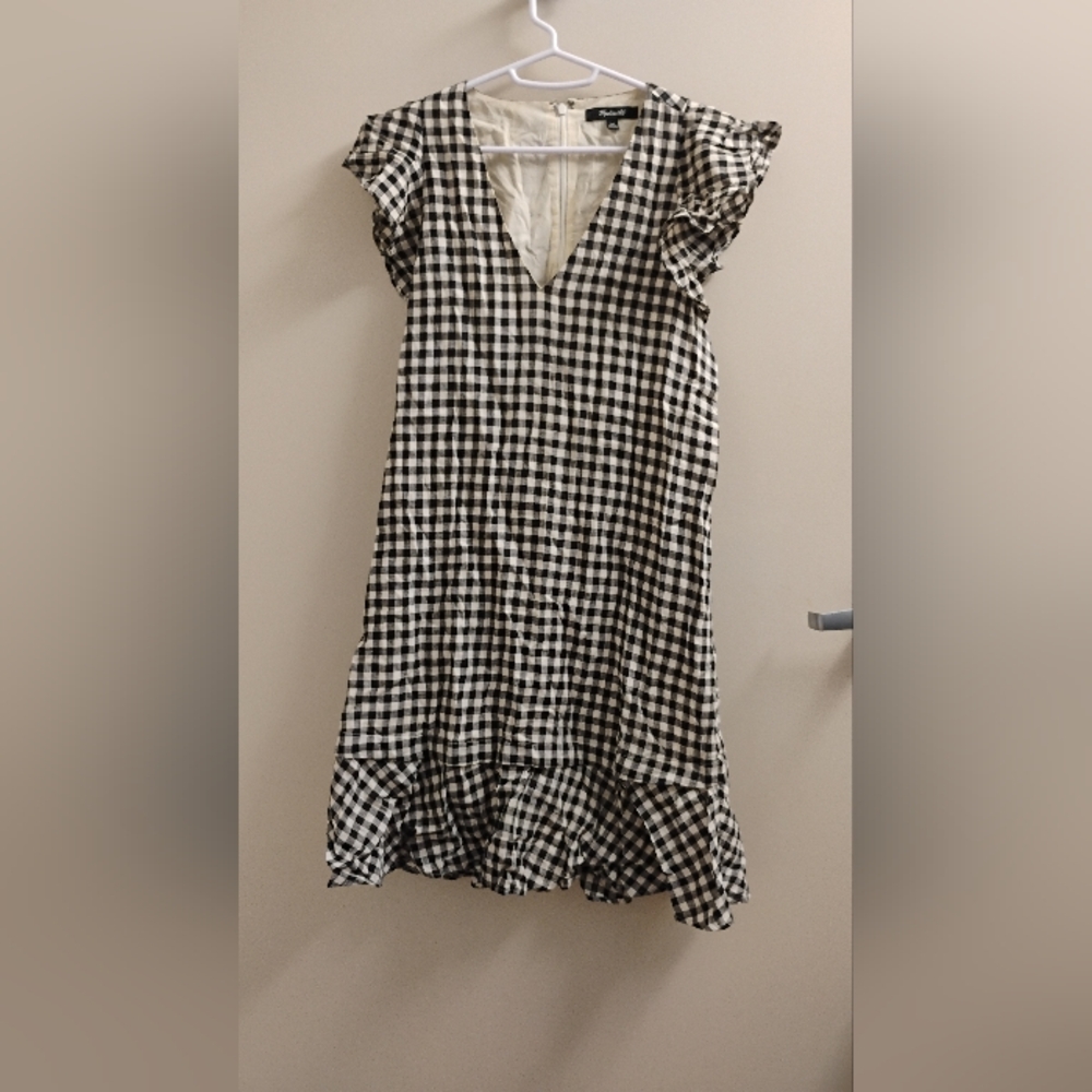 Madewell Gingham Ruffle Mini Dress Sz 00